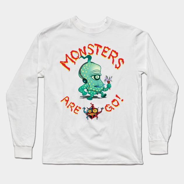 Monsters-are-Go!06 Long Sleeve T-Shirt by RickLucey